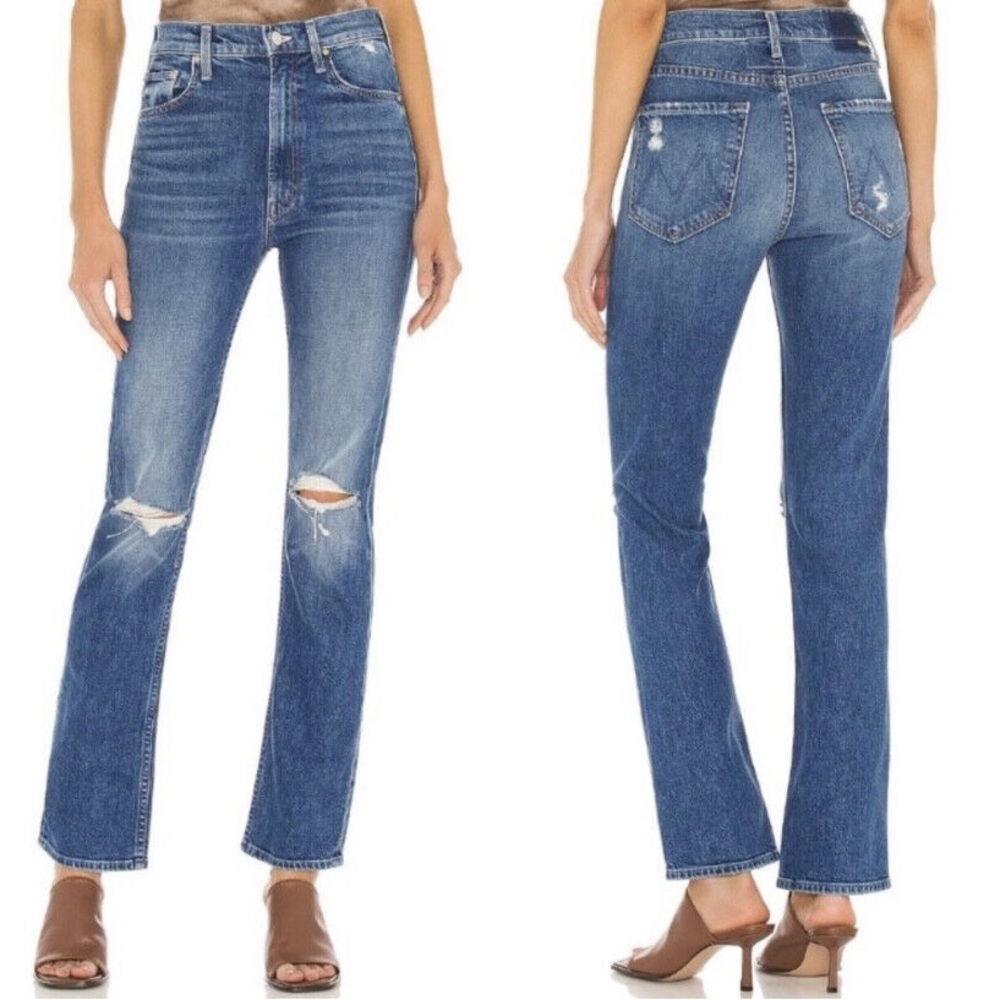 COPY - COPY - Mother high waisted rider skimp in cowboys don’t cry crop distres…